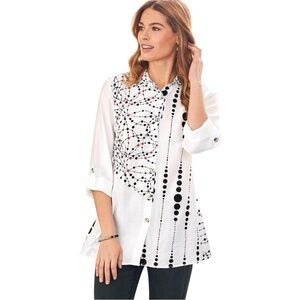 NorthStyle Mixed Print Tunic Shirt Geometric Abstract Blouse (likely Large)